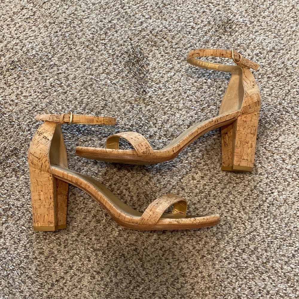 STUART WEITZMAN Cork Heeled Sandals, 8.5